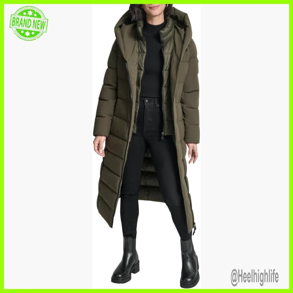 Women's Maxi Puffer Coat Long Quilted Winter Jacket Asymmetrical Zipper Bib